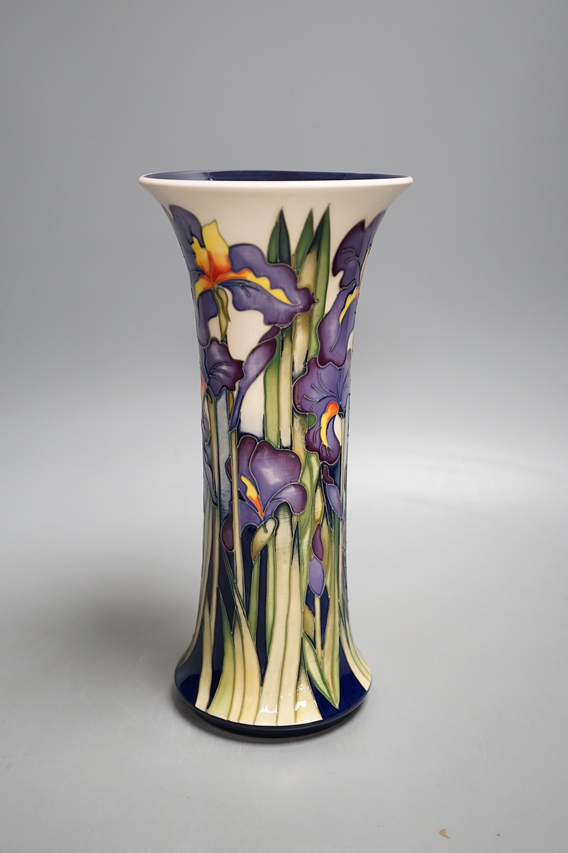 A Moorcroft 'iris shadows' vase by Kerry Godwin, limited edition 99, 2011, 25.5 cms high.